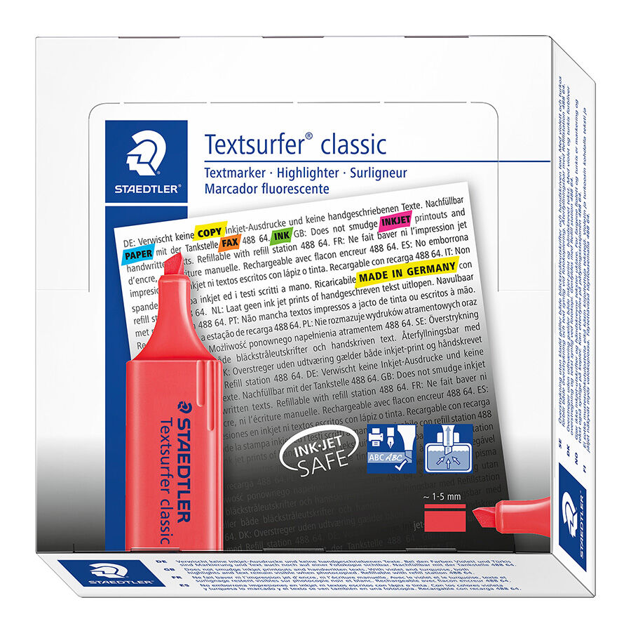 Marcadores fluoresecente Staedtler Textsurfer rojo 10u
