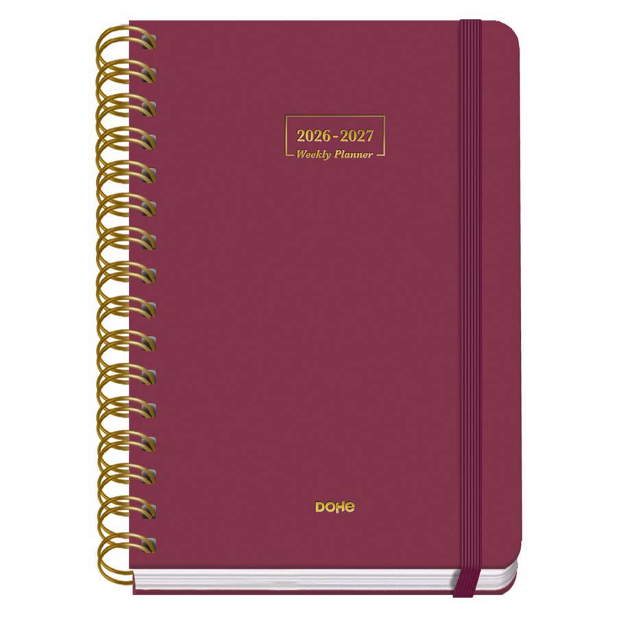 Agenda Escolar Dohe Espiral A5 sem/vista castellano 2026-2027 Burdeos Premium