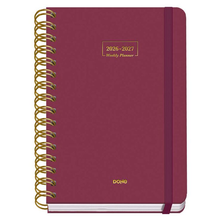 Agenda Escolar Dohe Espiral A5 sem/vista castellano 2026-2027 Burdeos Premium