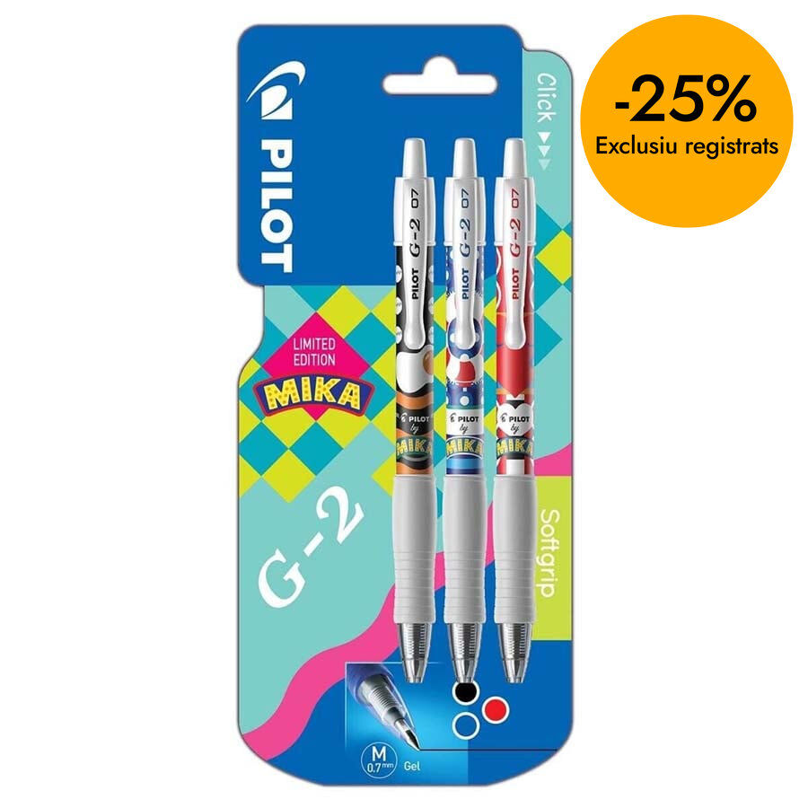 Bol&iacute;grafos Pilot G-2 Mika negro/azul/rojo