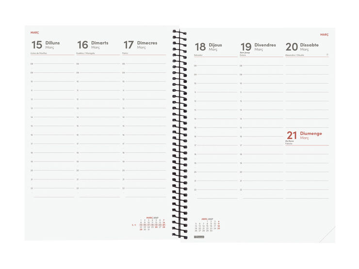 Agenda Finocam Opaque Semana Vista Vertical 2027 Catal&aacute;n Negro