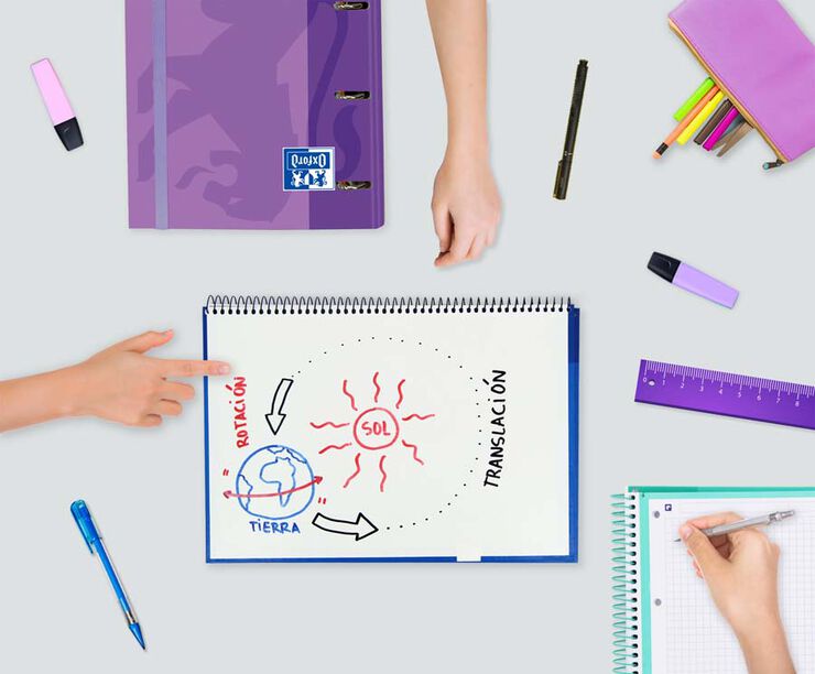 Libretas espiral Oxford Folio 80 hojas 4x4 colores vivos 4+1u