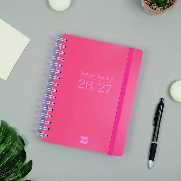 Agenda Finocam Cosmflex 1/4 D&iacute;a/P&aacute;gina Catal&aacute;n 2026-27 Rojo