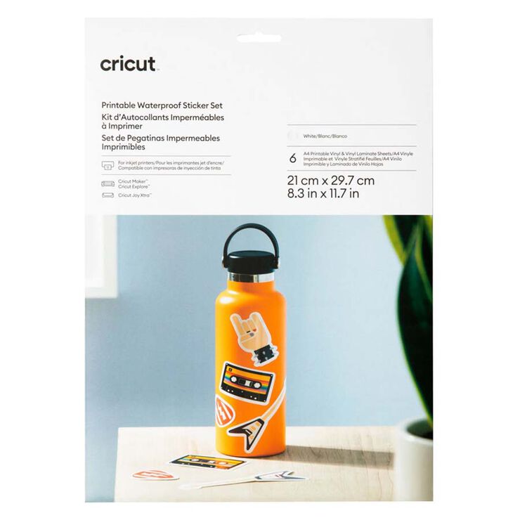 Cricut Sticker imprimible impermeable A4 blanc 6 fulls