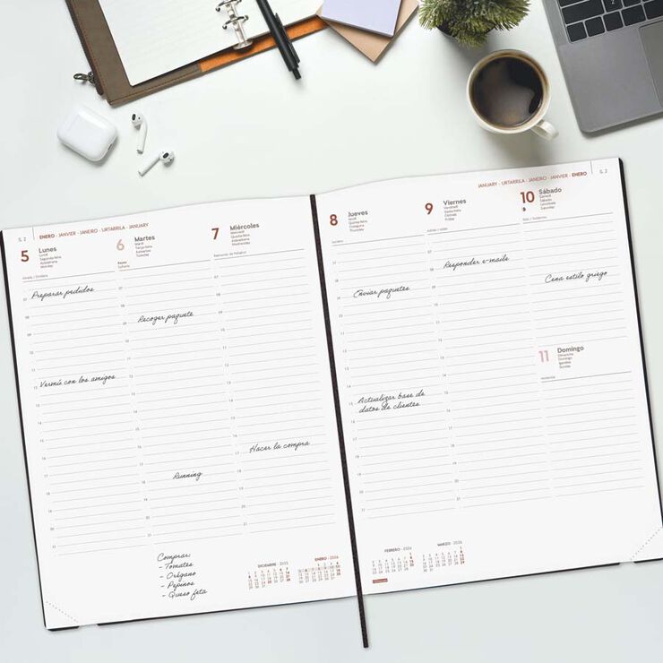 Agenda Finocam Mara Y12 sem/vista vertical cas 2026 negro