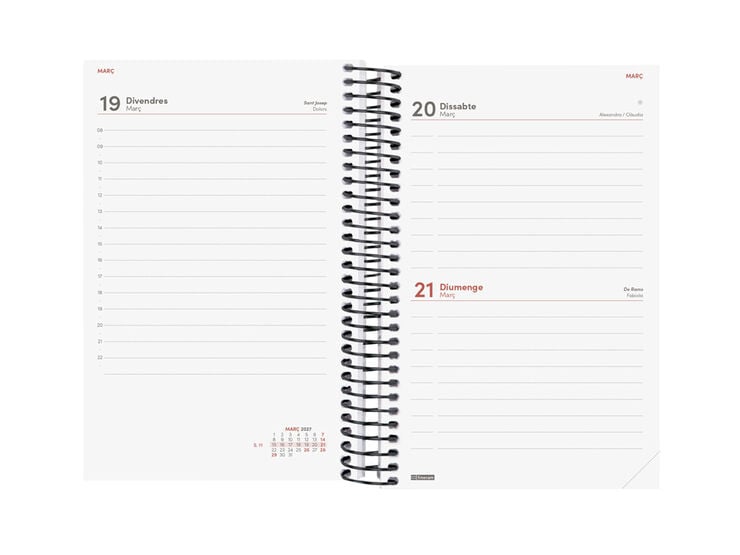 Agenda Finocam Year D&iacute;a P&aacute;gina 2027 Catal&aacute;n Negro
