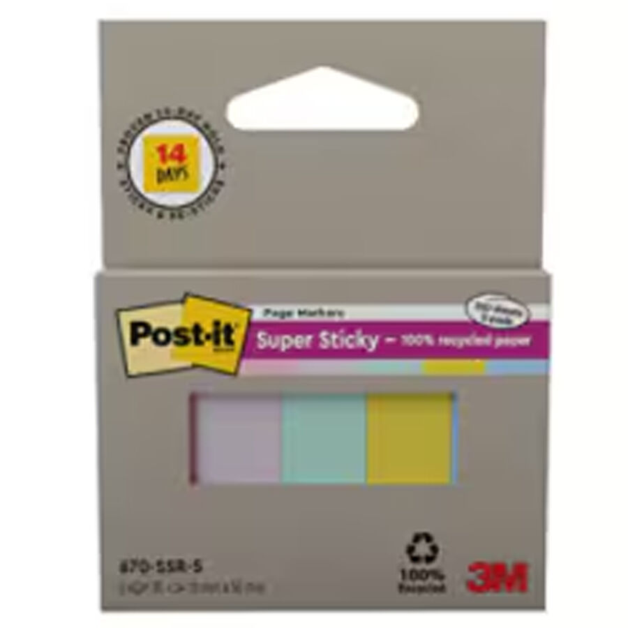 &Iacute;ndice Adhesivo Post-it Reciclado 15 &times; 50 mm Pastel 5 Colores