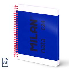 Libreta A5 espiral 80 hojas 5x5mm Milan Nata 624 azul
