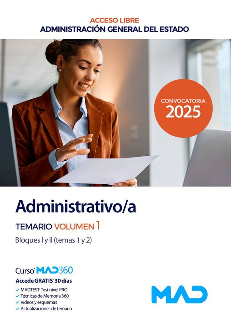 Administrativo/a de la Administraci&oacute;n General del Estado (Acceso Libre). Temario volumen 1 Bloques I y II