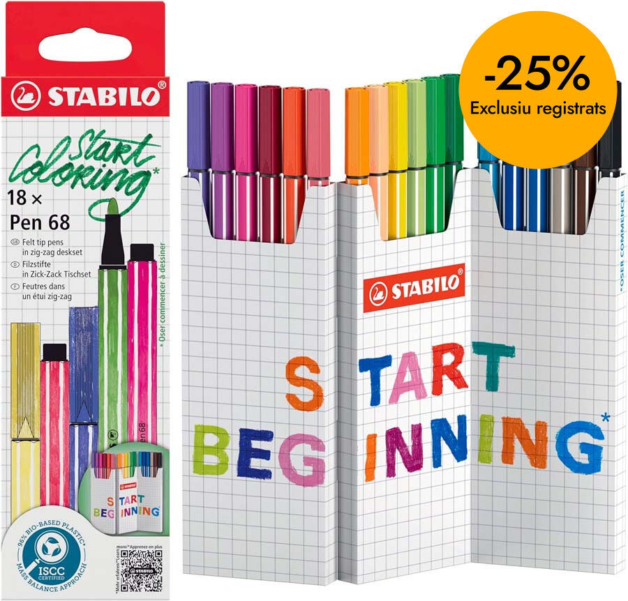 Retoladors Stabilo Pen68 - Estoig zig-zag 18 colors