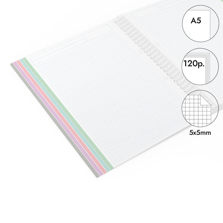 Notebook A5 Abacus tapa extradura 120 hojas 5x5 lila