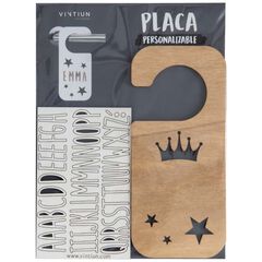 Placa Pom Puerta personalizable Corona kraft