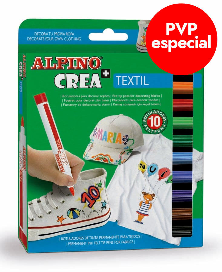 Rotuladores para tela Alpino Crea 10 colores