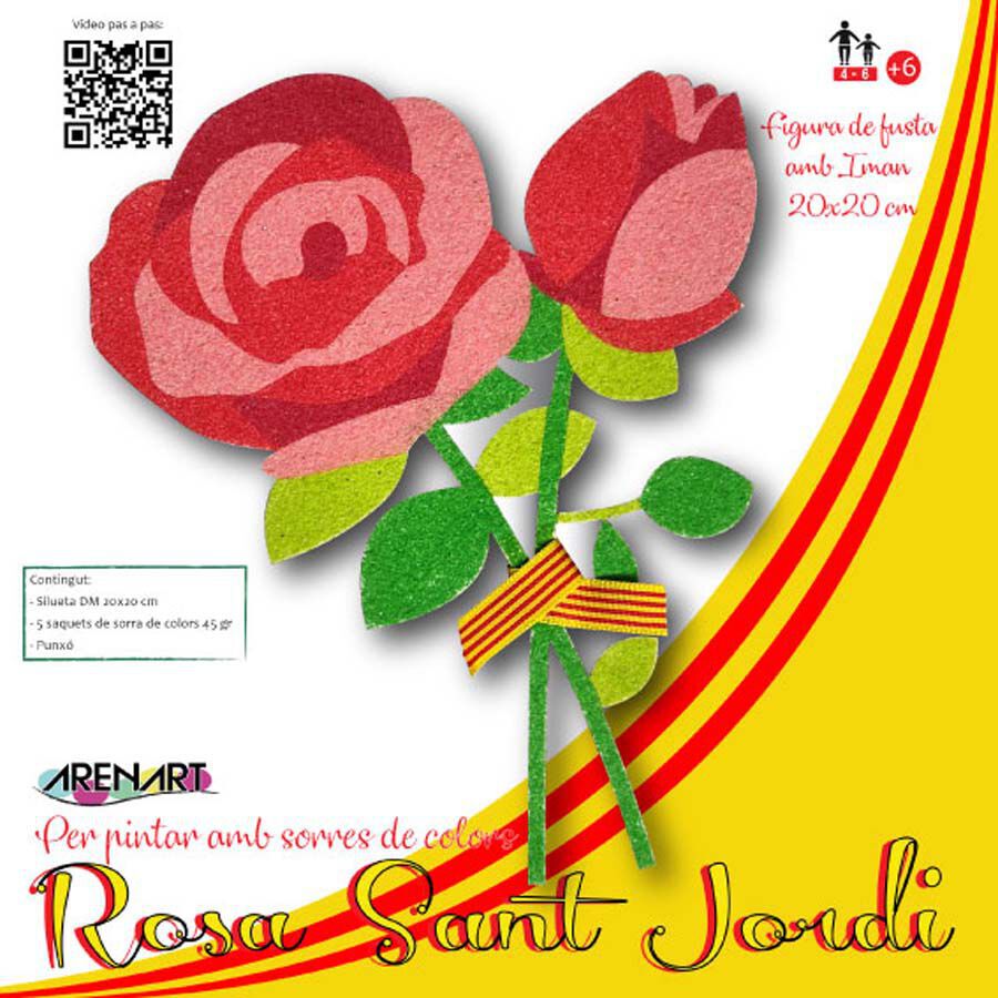 Pintar con Arenas Arenart rosa Sant Jordi madera con im&aacute;n