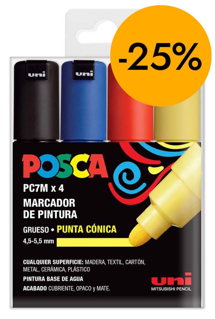 Retoladors Posca PC-7M 4,5-5,5mm Basic 4 colors