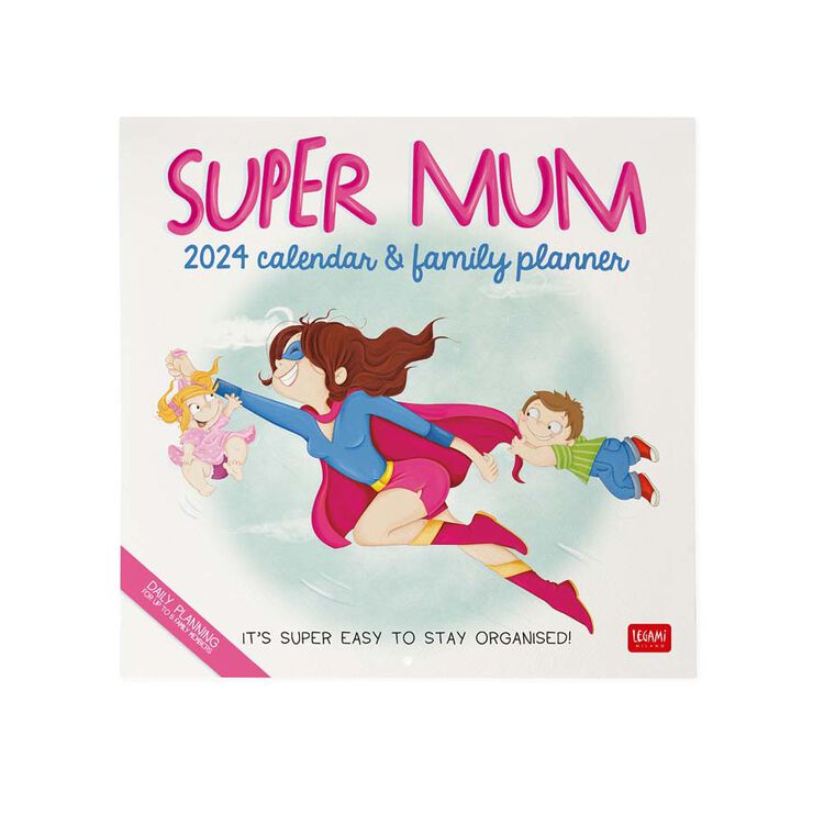 Calendario pared Legami 30X29 2024 Super Mum