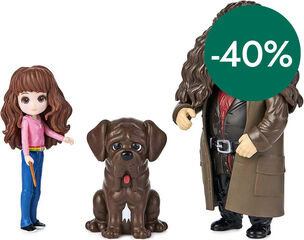 Harry Potter Friendship Set: 2 Muñecos Hermione Granger y Rubeus Hagrid con 1 Criatura 7cm