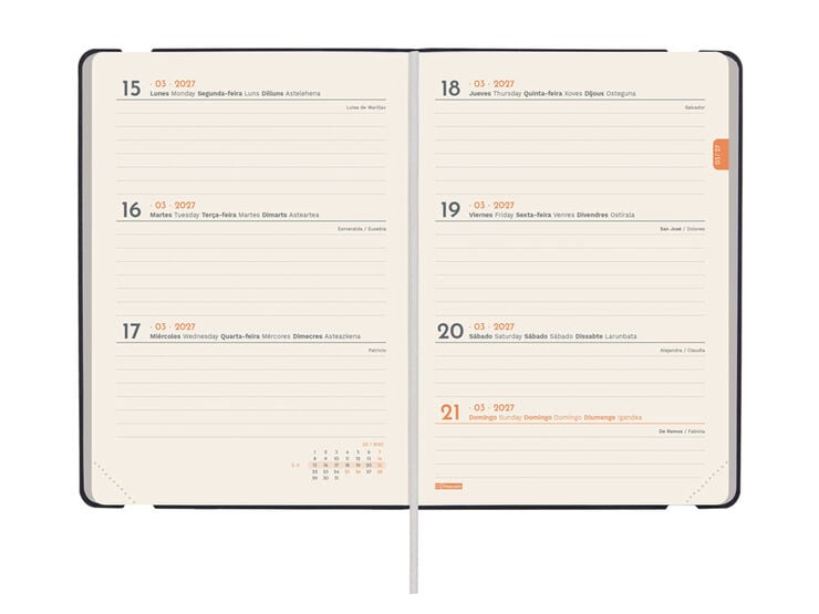 Agenda Finocam Flex Llisa Setmana Vista Horitzontal 2027 Castell&agrave; Negre