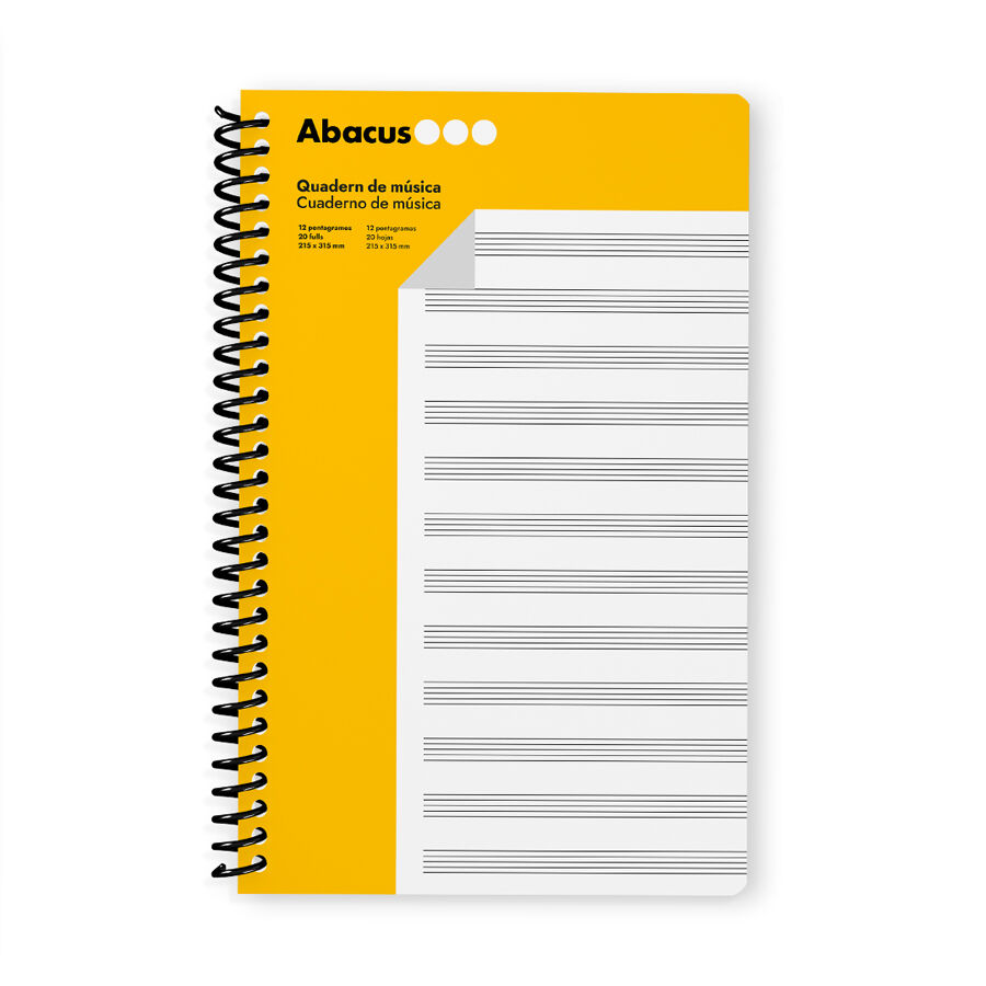 Quadern M&uacute;sica 12 pentagrames Abacus Foli 20 fulls