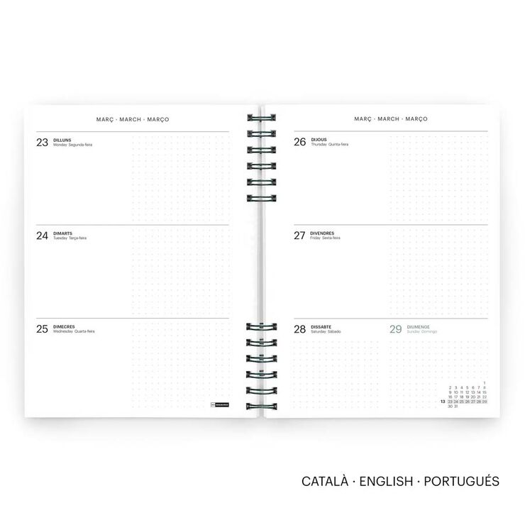 Agenda Miquelrius Plus W-O sem/vista catalán 2026 Basic azul marino