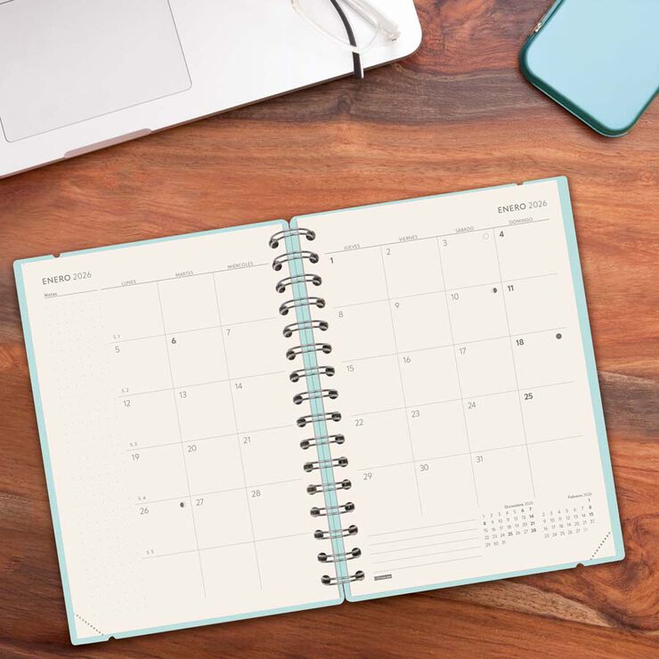 Agenda Finocam 16 mesos Haiku E10 setm/vista cas 2025-26 blau