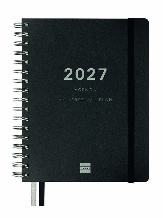 Agenda Finocam 16M Tempus 1/4 Sem/Vista Vertical Castellano 2026-27 Negro