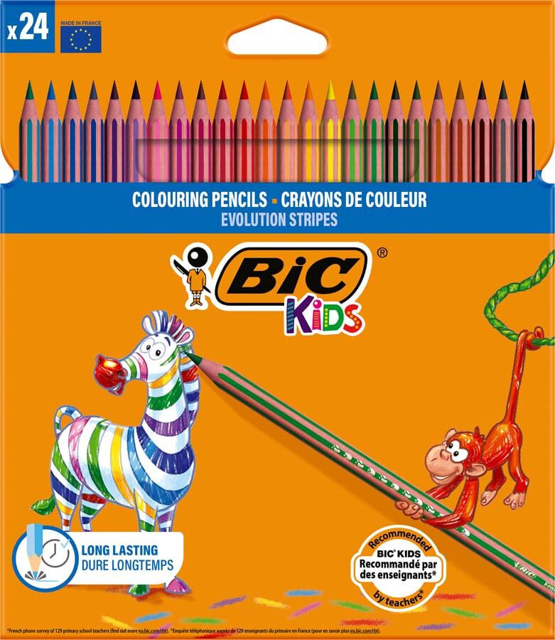 Llapis de colors Bic Kids Evolution Stripes 24 colors