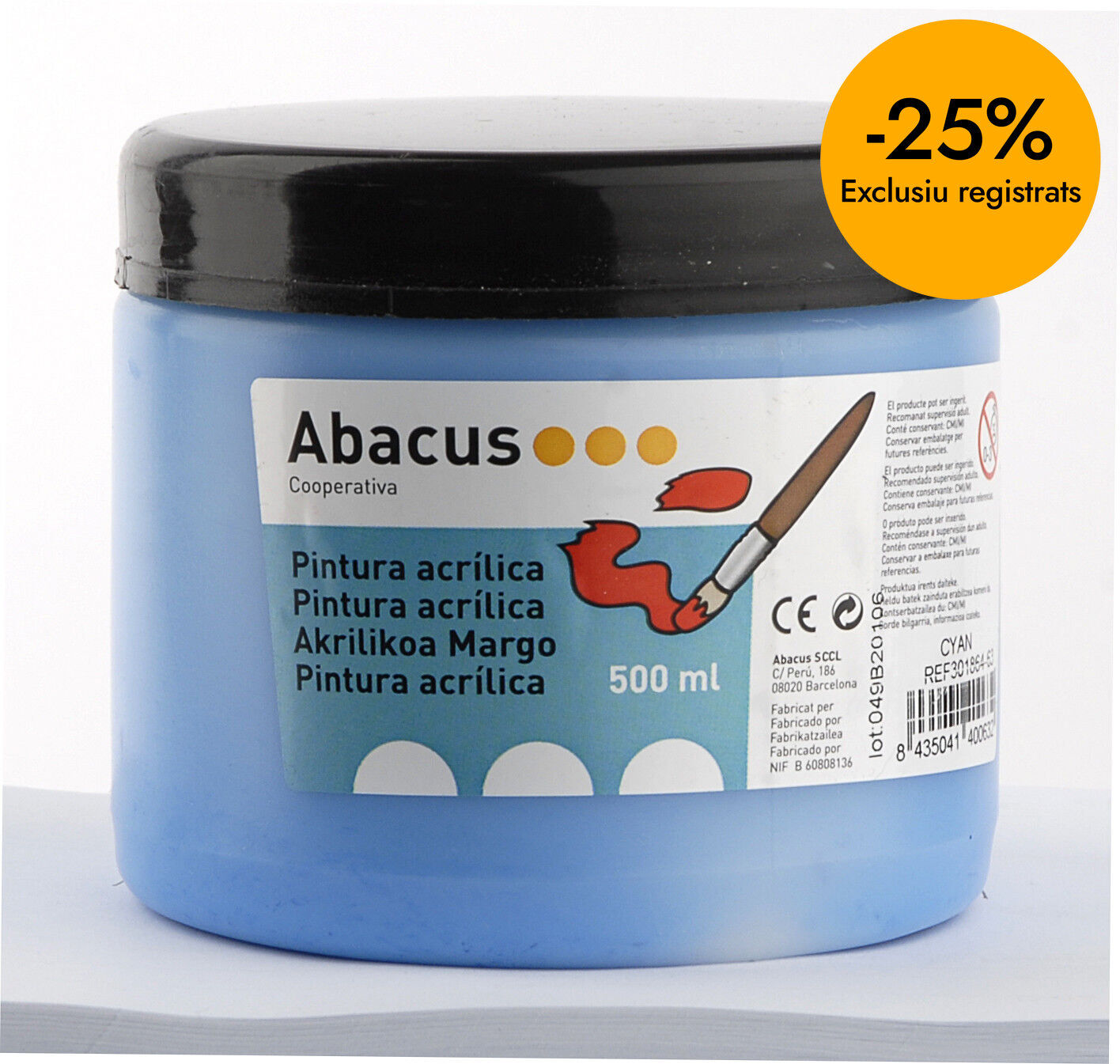 Pintura acr&iacute;lica Abacus 500ml azul cian