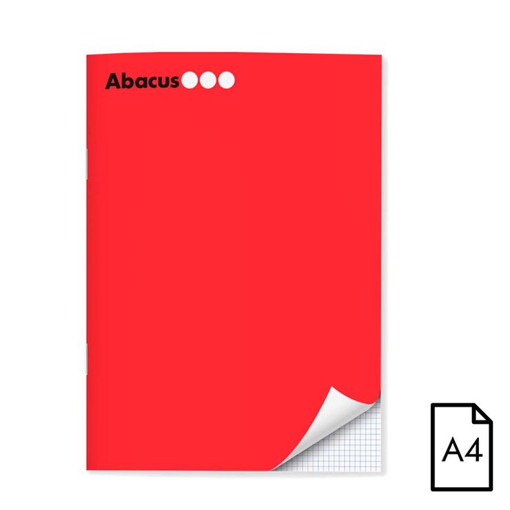 Libreta grapada Abacus A4 48 hojas 4x4 rojo
