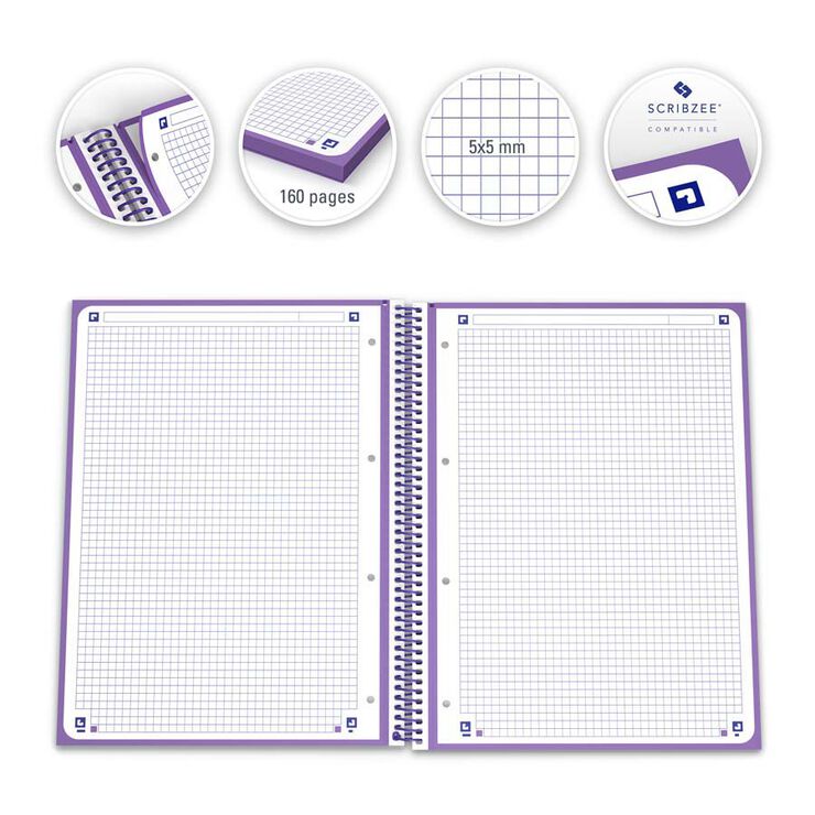 Notebook1 A4 tapa extradura 80H 5X5 Oxford lila