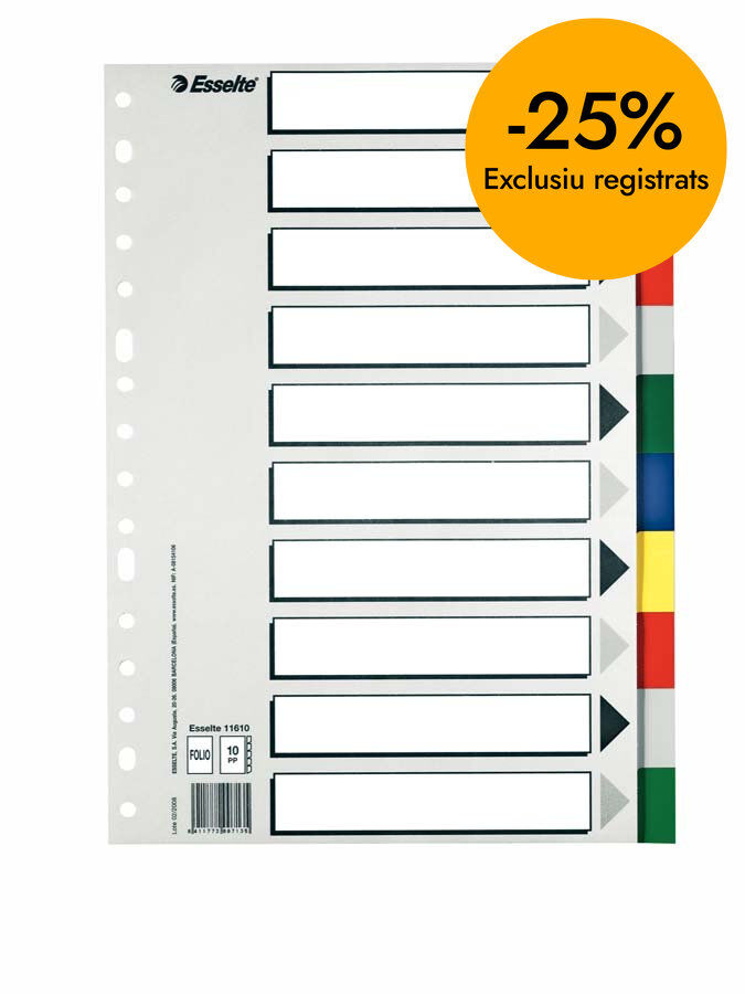 Separadores Esselte A4 PP 10 posiciones
