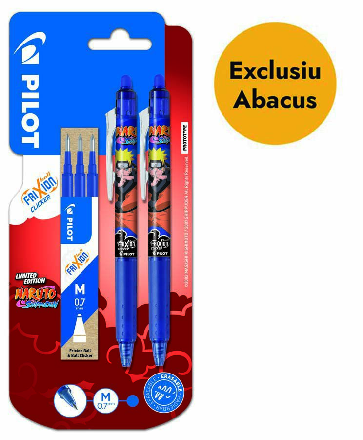 Bol&iacute;graf ret&agrave;ctil Pilot Frixion Naruto 2u + 3 recanvis