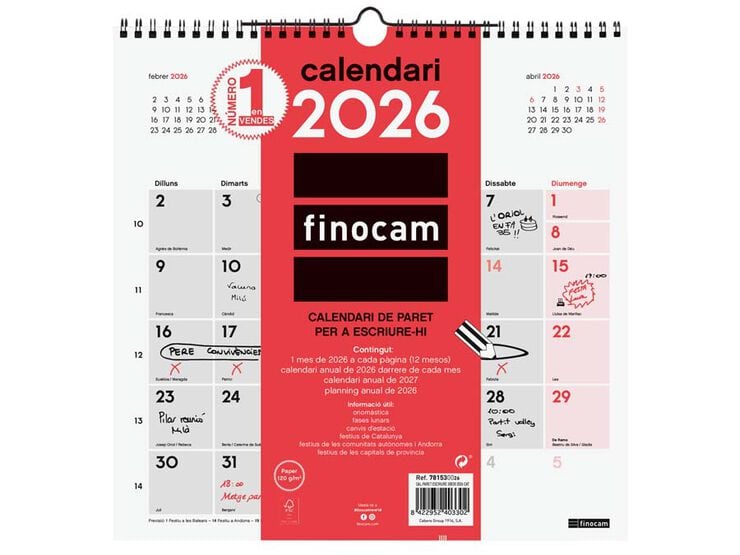 Calendario pared Finocam Escribir 30x30 2026 catalán