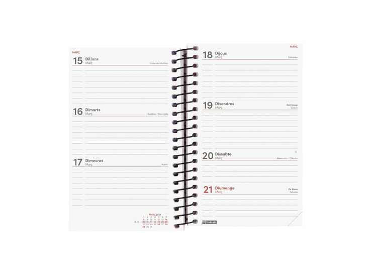 Agenda Finocam Opaque Semana Vista Horizontal 2027 Catal&aacute;n Negro