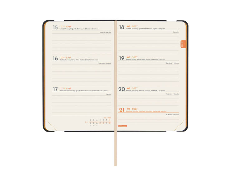 Agenda Finocam Joy Semana Vista Horizontal 2027 Castellano Lema