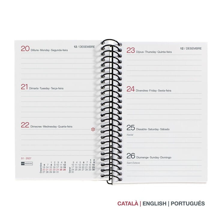 Agenda Miquelrius Espiral Caddy Semana Vista Catal&aacute;n 2027 City Negro