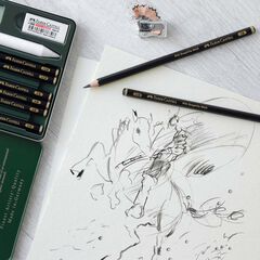 Lápiz Grafit Faber-Castell 8u estuche metal