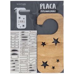 Placa Pom Puerta personalizable Estrellas kraft