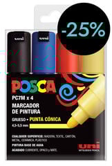Retoladors Posca PC-7M 4,5-5,5mm Basic 4 colors
