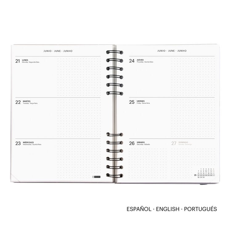Agenda Miquelrius Plus Wire-O Semana Vista Multiling&uuml;e 2027 Negro