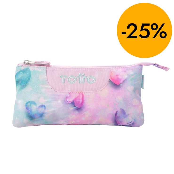 Estuche triple Totto Glitter Shiny Heart