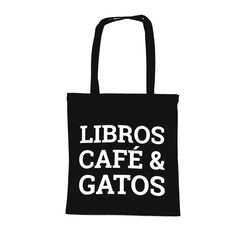 Tote bag ''Libros, caf&eacute; y gatos''