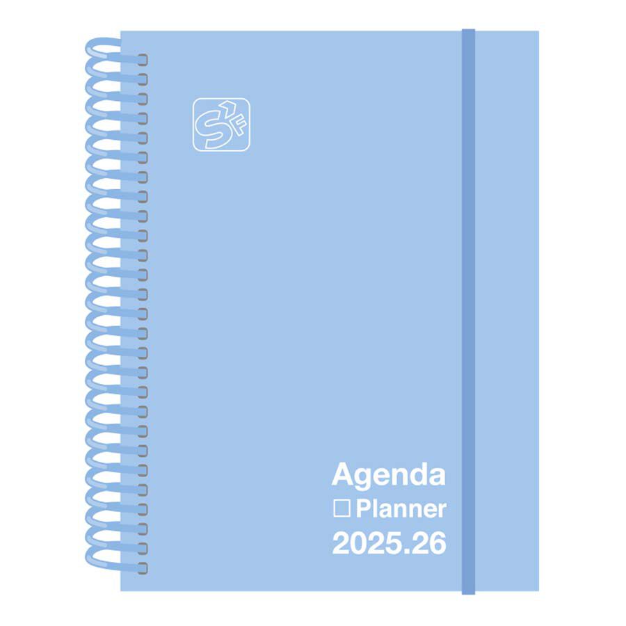 Agenda escolar Senfort 16 mesos setm/vista catal&agrave; 2025-26 blau pastel