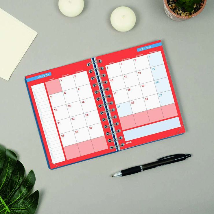 Agenda Escolar Finocam Cosmoflex 1/8 D&iacute;a/P&aacute;gina Catal&aacute;n 2026-27 Azul
