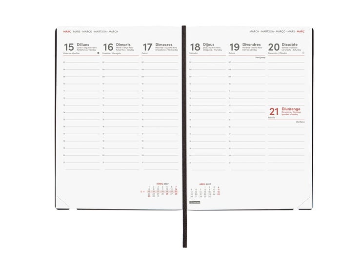 Agenda Finocam Mara Semana Vista Vertical 2027 Catal&aacute;n Rojo