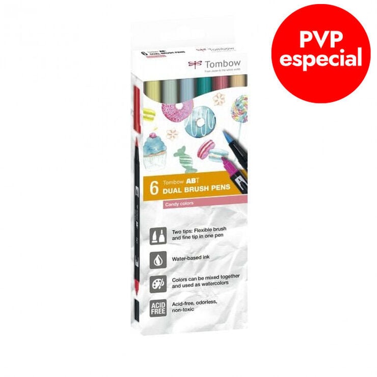 Rotuladores Tombow Candy Dual Brush 6 colores