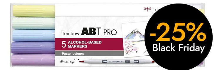 Retolador Tombow Abt Pro Dual Brush pastel 5 colors