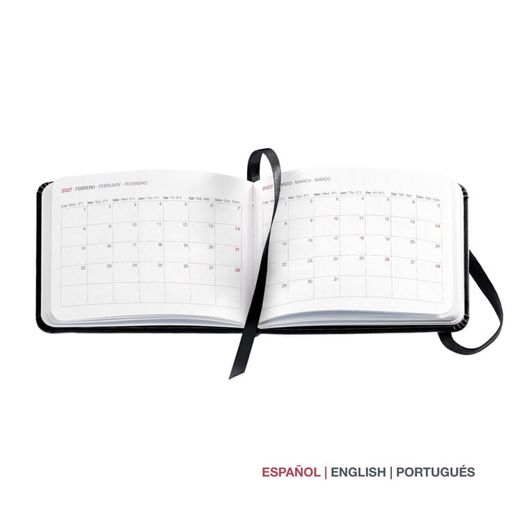 Agenda Miquelrius Pocket Semana Vista Multiling&uuml;e Luxor 2027 Negro
