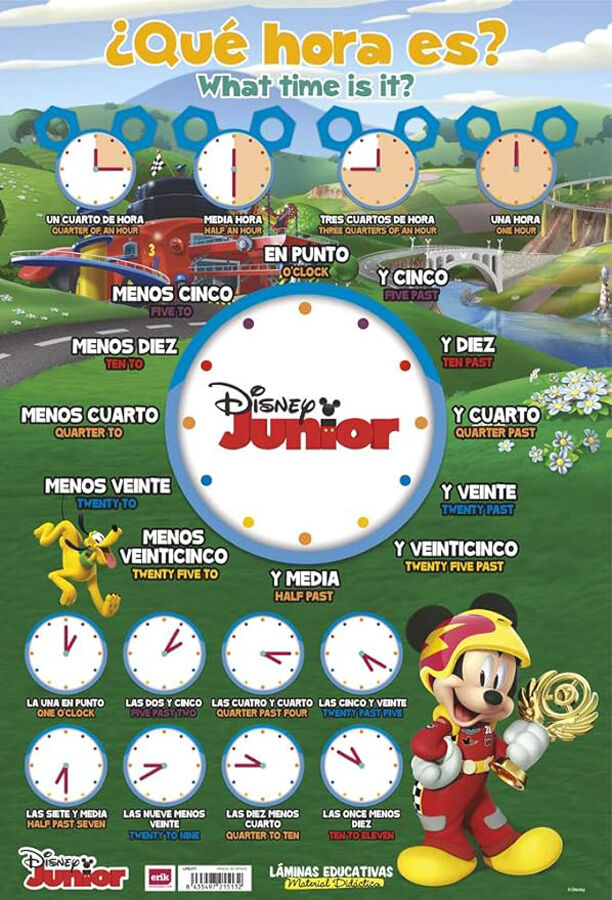 Lamina Educativa &iquest;Qu&eacute; hora es? Esp-Ing