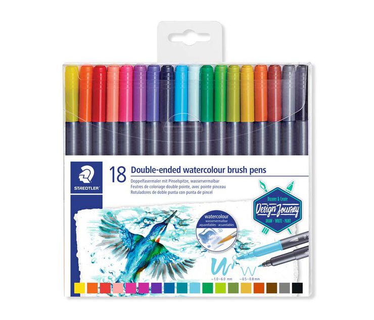 Retoladors doble punta pinzell Staedtler Duo Letter 18 colors